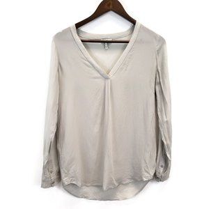 Joie Womens V Neck Silk Top Size XS Gray Green Long Sleeve Office Lightweight